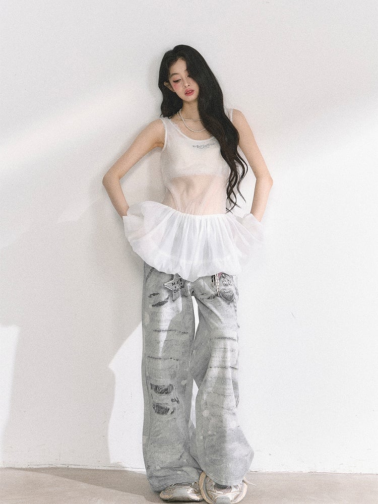 バックレスメッシュバブルオーバートップホワイトセルフタイボウバック