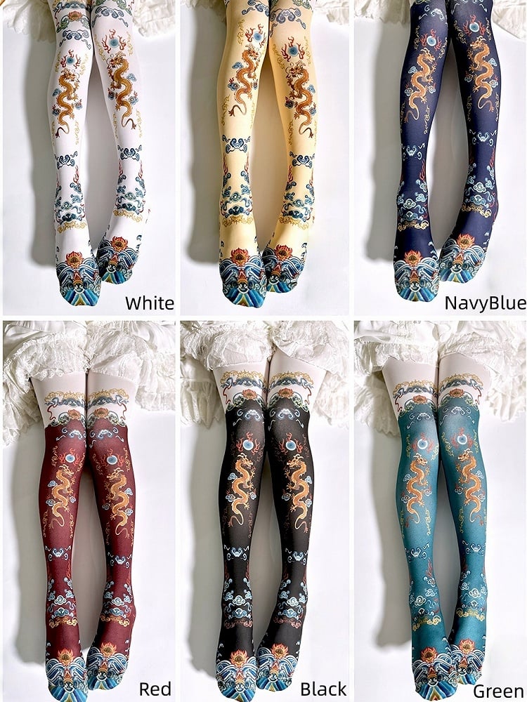 5 Han Dragon Tights Colors Robe Lolita Print
