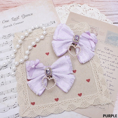 Bowknot Lace Hairclip Options Jirai Color Heart 9 Rhinestone Kei Charm