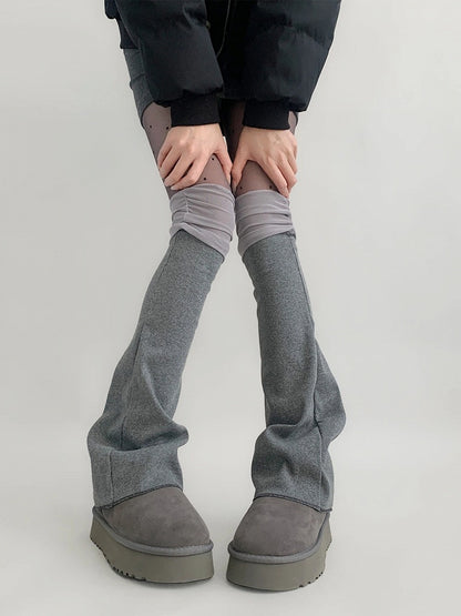 Flared Mesh-Paneled Leg Warmers