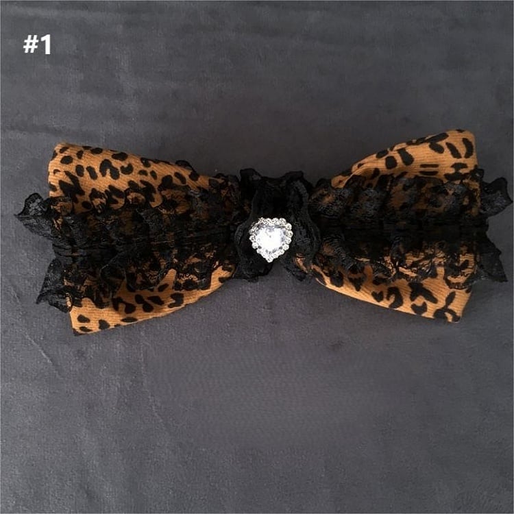 3 Bow Options Print Hairclip Leopard Big