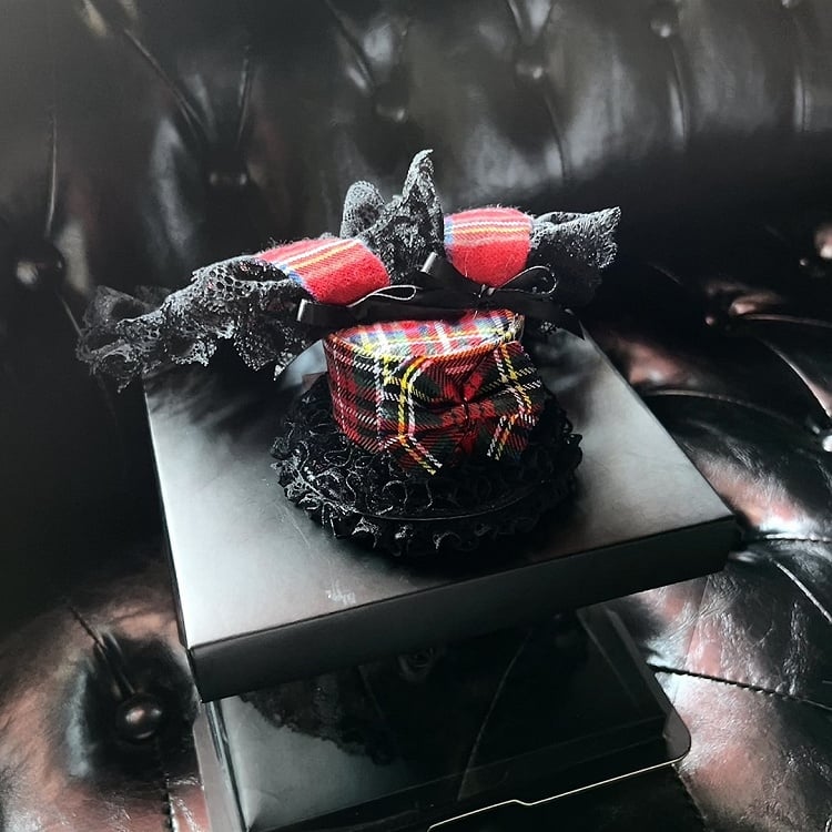 Rotes Ohr Schwarzer Kopfschmuck Lolita Plaid Punk Rabbit