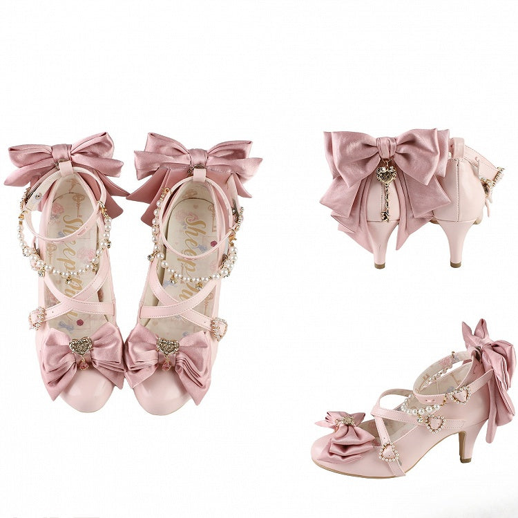 Light Charm Top Beaded at Pink Heart Bow Decorated Crisscross