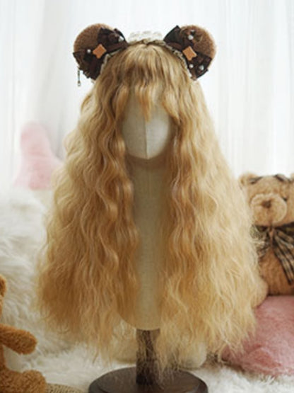 Blonde lange lockige Perücke mit Pony