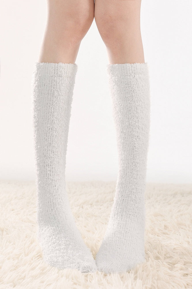 Calf 6-Color Fuzzy Socks Solid