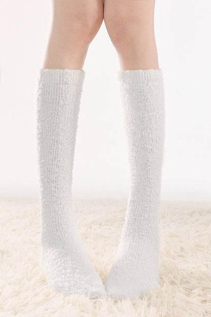Calf 6-Color Fuzzy Socks Solid