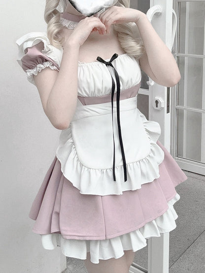 Pleats Set: Dress Style Dusty Pink Maid Kei Jirai Box