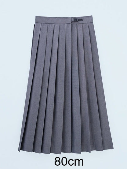 Grey High Waist JK Pleated Skirt - Lan Jian Chuan