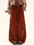 Coffee Corduroy Cargo Trousers, Utility Style Size S - 11shop97