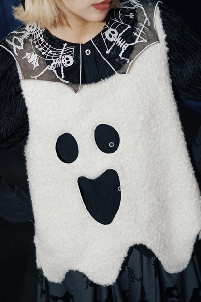 クロップドスリーブ スパイダーカラー パフトップ