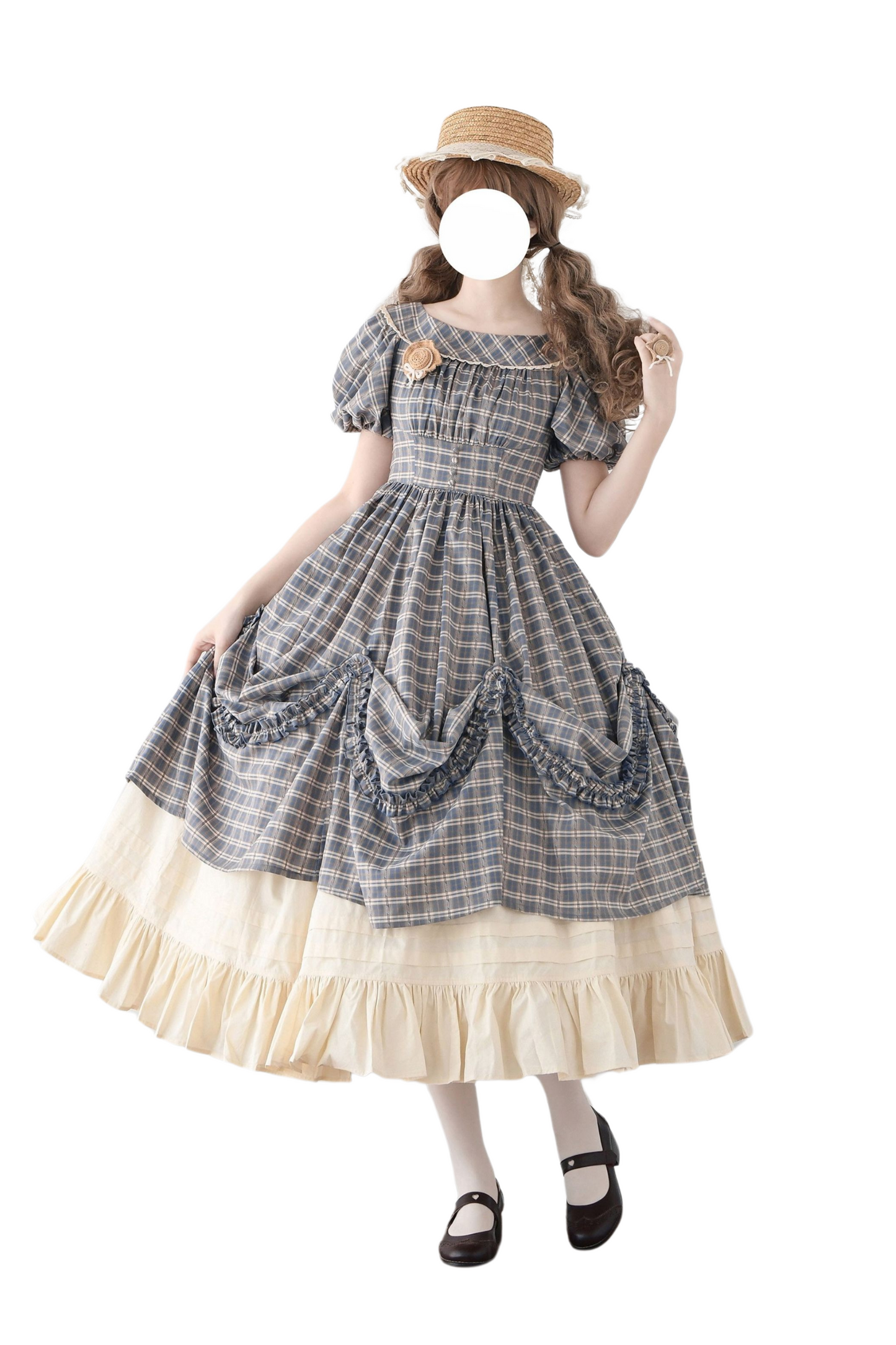 チェックレトロワードロリータペチコートドレスフォレスト+
