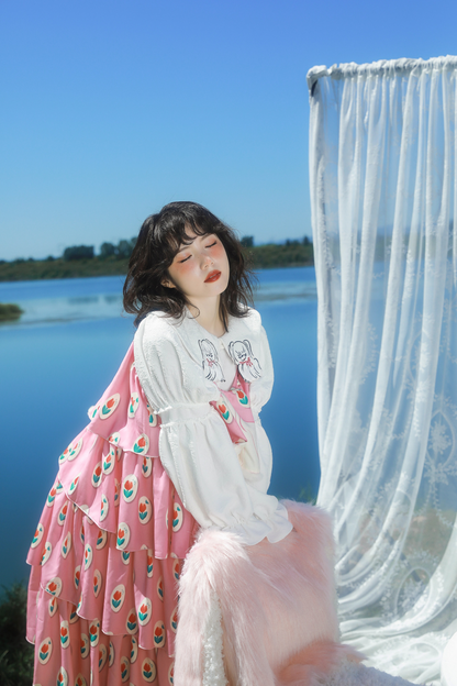 パピースリーブのレトロなロングシャツデザイン