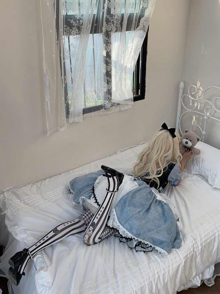 不思議の国のアリス アシンメトリーチェックドレス