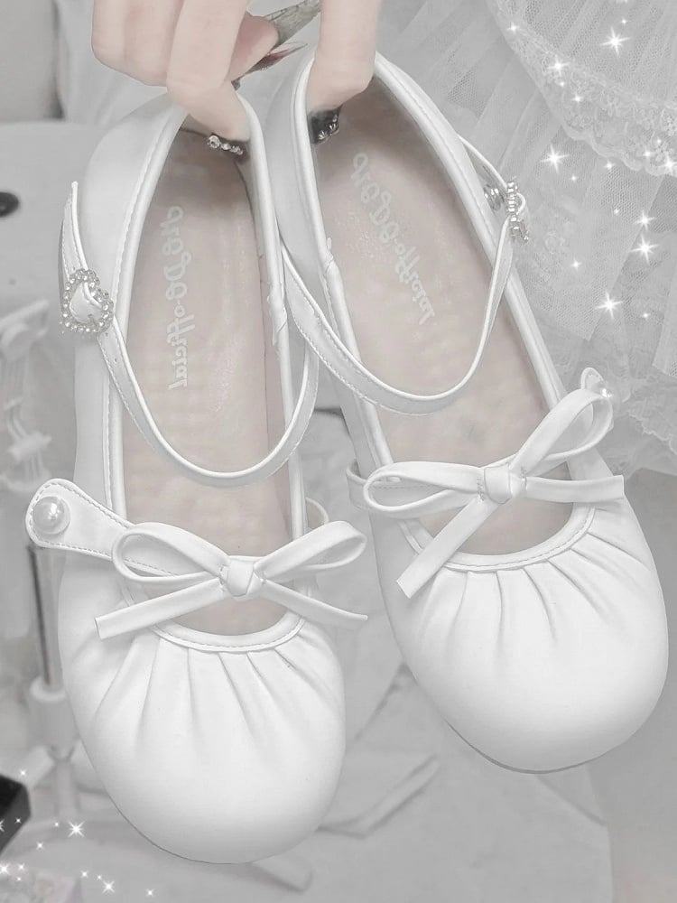 Toe PU Off Shoes Low-heel White Round -