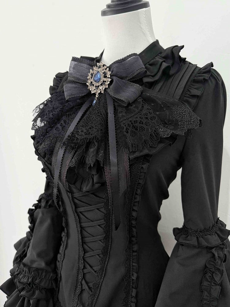 Gothic Lolita Fliege Jabot Schwarz