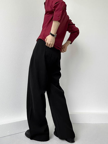 with Lolita Wide-Leg Ouji Pants High-Waisted Black Pockets Slant