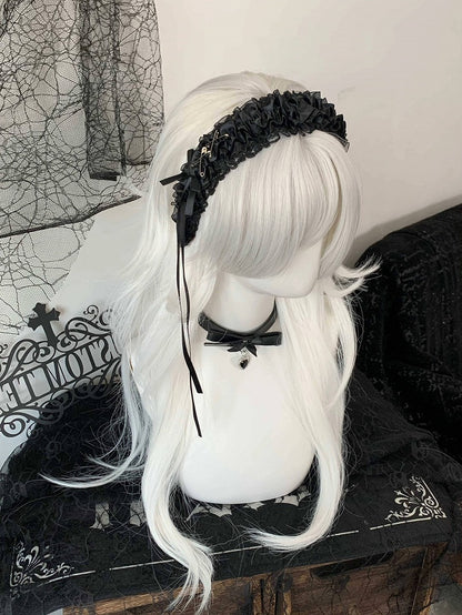 Lace Details Ruffled Options Bow Color 4 Lolita with Ribbon Hairband Pin