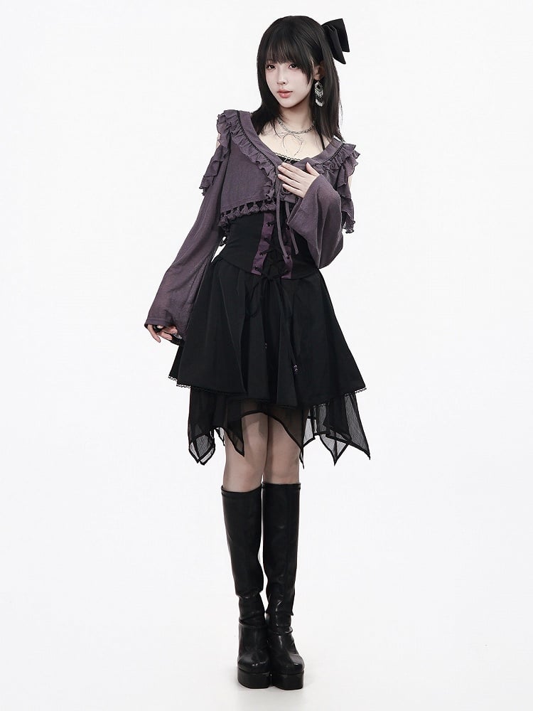 Short Black Halter Dress with Asymmetrical Hem - PINK SAVIOR