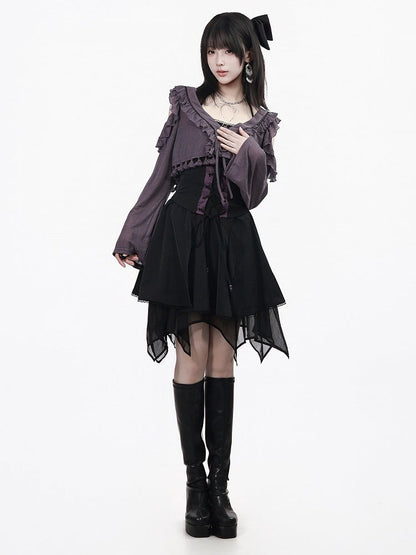 Short Black Halter Dress with Asymmetrical Hem - PINK SAVIOR