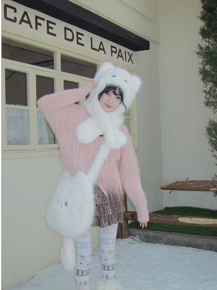 Ear Cat Plush Scarf Hat