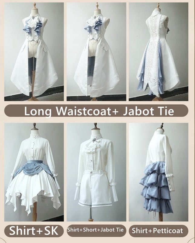 Bishop Pleating Shirt White Lolita Details Sleeves