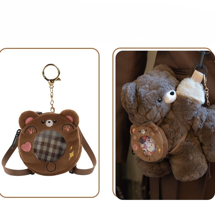 Schlüsselanhänger Plüsch Klein/Mittel/Groß Tasche Braun Rucksack/Crossbody Größe Bär +