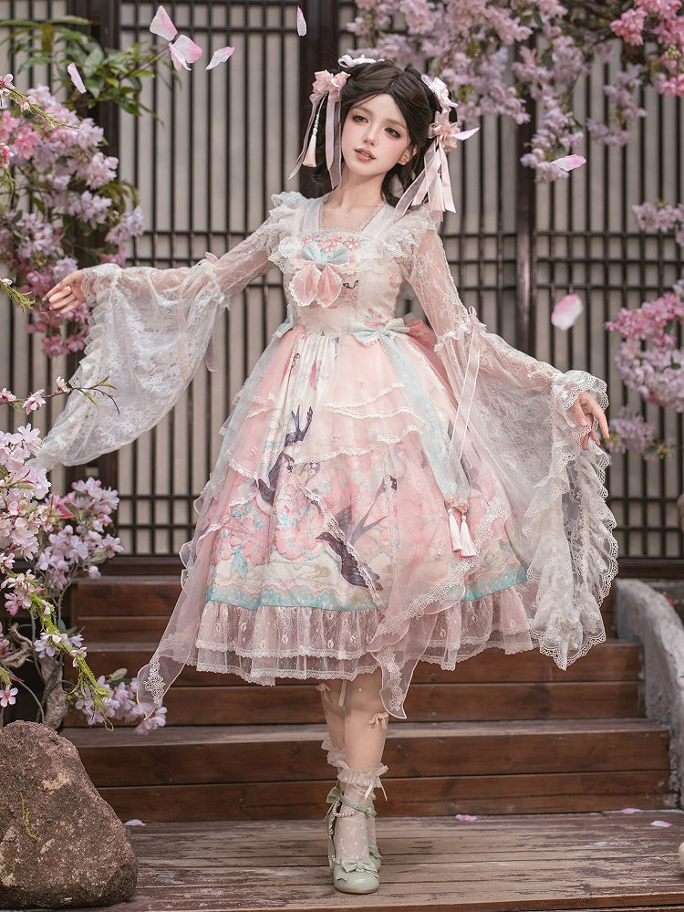 White Chinoiserie Lace Blouse with Wide Bell Sleeves - Dream Magic Box