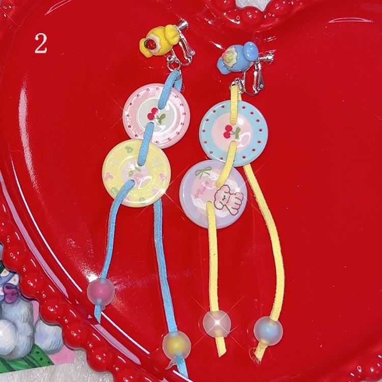 Beaded Charm Options Button 4 Ear Clips