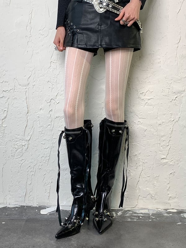 Strumpfhose Streifenmuster 6 Optionen Y2K Farbe
