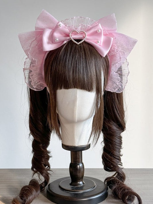 Sweet with Trim Bowknot Options Lolita and – KC Lace Decoration Heart 3 Color