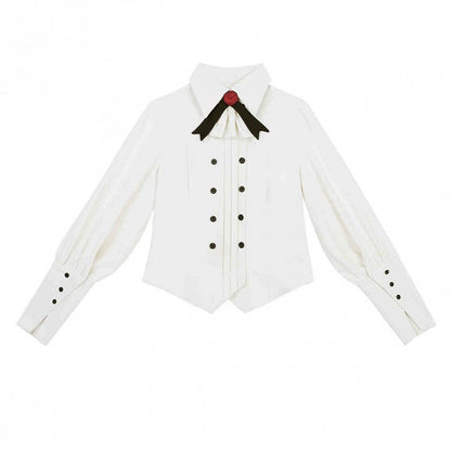 - Full Little Vibes Lolita Detective Sleeves Langes Ouji-Shirt-Set