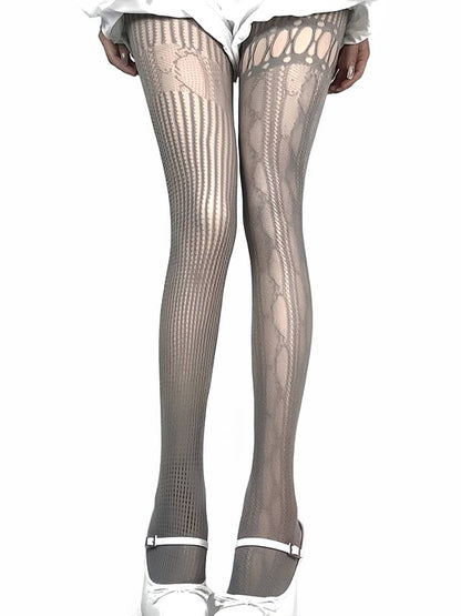Cutout Options Tights Y2K Fishnet Design 4 Asymmetrical Color