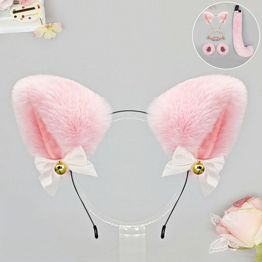 9 Faux Colors with Decoration Fur Cute Bell Bowknot Ear Lolita Fox KC