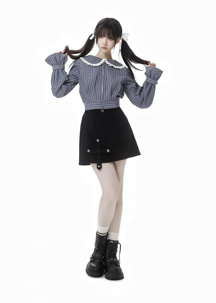 Black Cross Detail Skirt