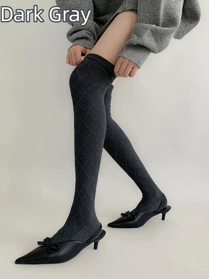 Knit Over-the-Knee Colors) Warm (5 Diamond Stockings