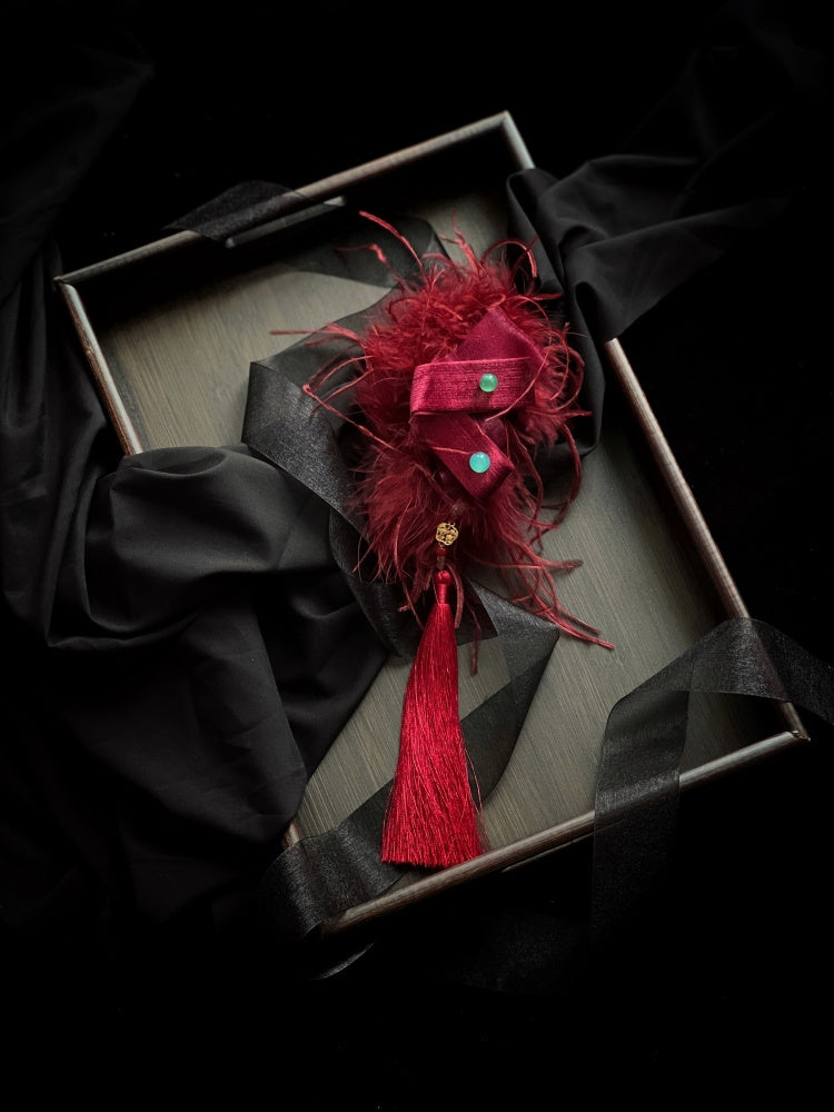 Red / Black / Purple Fluffy Claw Clip