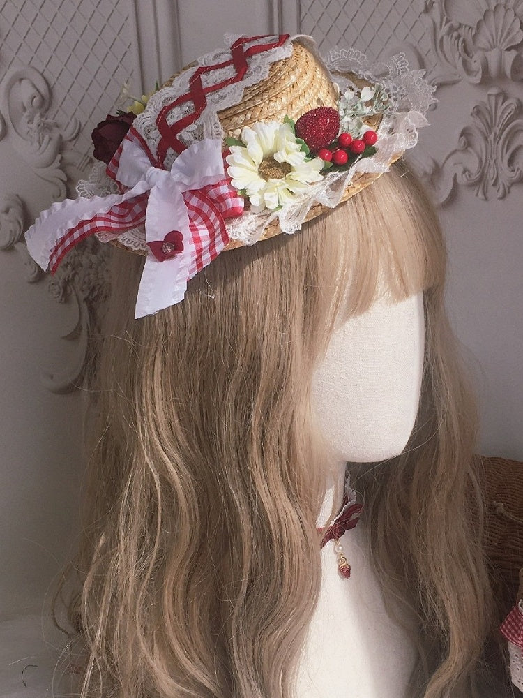 With 3 Color Mini Straw Lolita Clips Hat Country Options