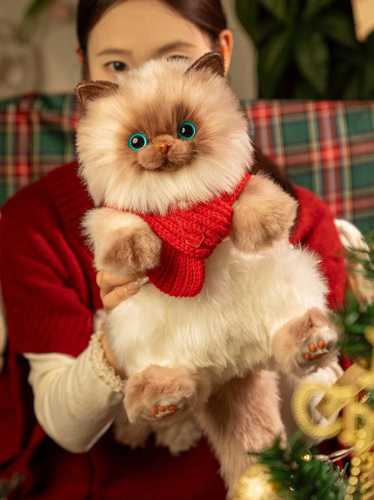 Cat Sitting Plush Bag Siamese Realistic Backpack/Crossbody