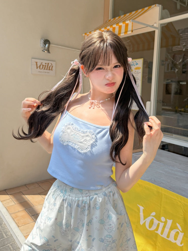 Süßes blau/weißes Cami-Top