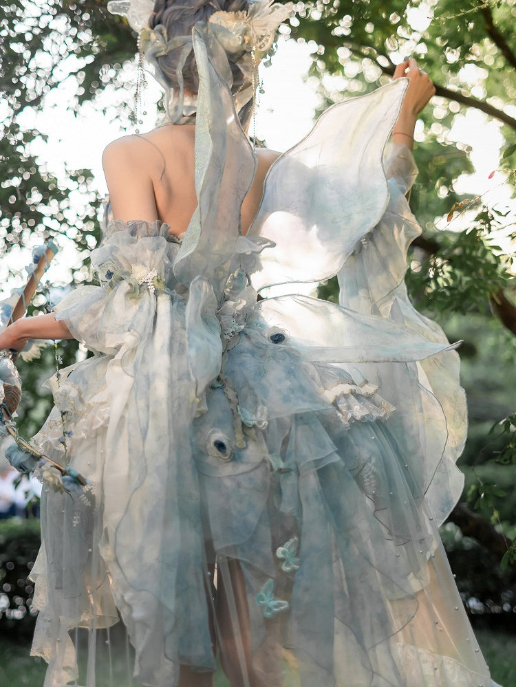 Purple Butterfly Beige Green Blue Wings / Fairy Pink