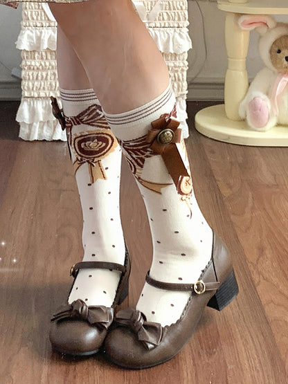 with Badge Red/Pink/Green/Beige/Blue Socks Calf JK