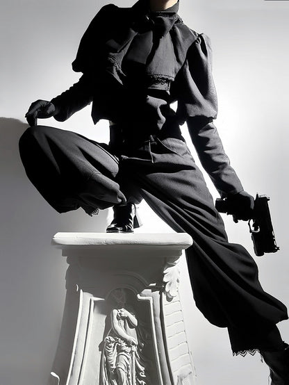 トレーン付きレーストリムパンツ（アンクル丈）取り外し可能なランタン