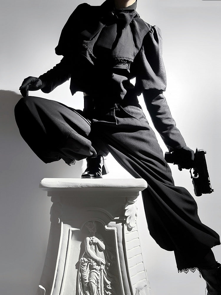 Pants with Train Lace-Trimmed (Ankle-Length) Removable Lantern