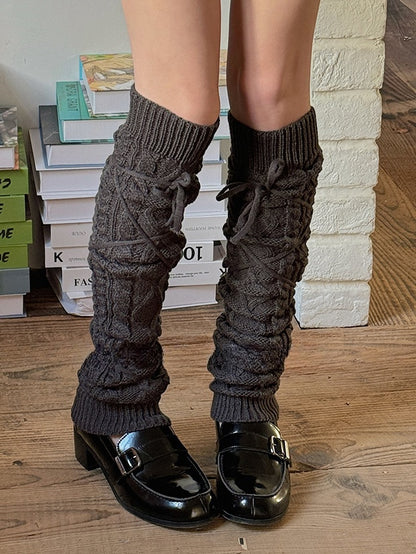 White Y2K Knitted Leg Warmers