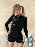Crystal Embellished Long Sleeve Tee - y2k QUEEN