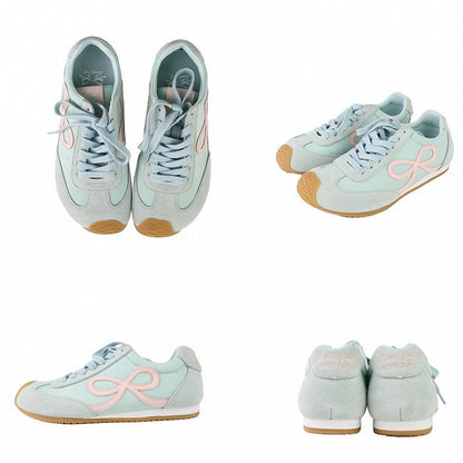 Green Front Bowknot Lace-up Design Sneakers Ties