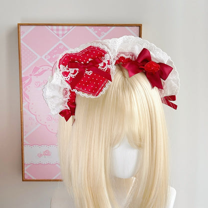 Dot Heart Lolita Polka Cute Detachable Bowknot With KC Brooch