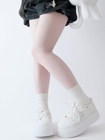 Applique Sneakers White Star Y2K Platform