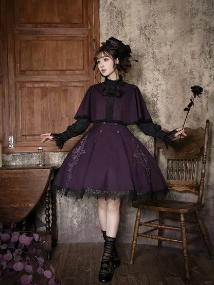 Elegant Plum Cape for Classic Gothic Style - iris de nuit