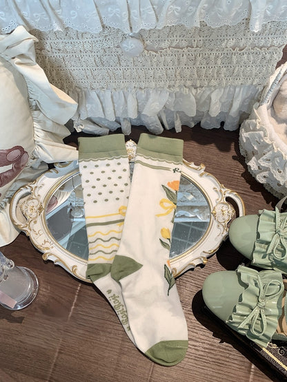 5 Socks Pattern Calf Bow And Options Tulip